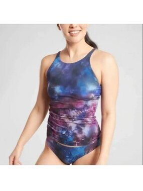 NWOT Athleta Women’s Supernova Keyhole Tankini Top, Multi-Tie Dye, Sz M